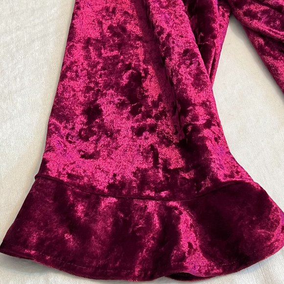 Zac & Rachel Women's Top Pink Velvet 3/4 Ruffle Sleeve Blouse Size PXL - Picture 3 of 8